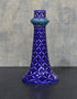 Jaipur Blue Pottery Handmade Lamp 12 Without Shade in Blue & White Geometrical Design With Yellow Dots (Without Lampshade)